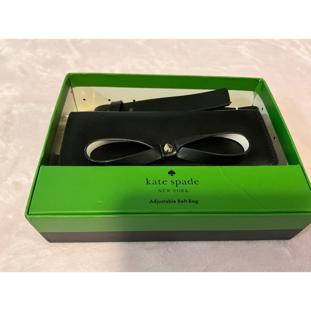 Kate Spade New York Black Leather Adjustable Belt Bag Bow KS2100279CB L/XL